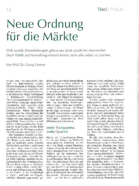 Vorschauseite 1: Neue Ordnung für die Märkte