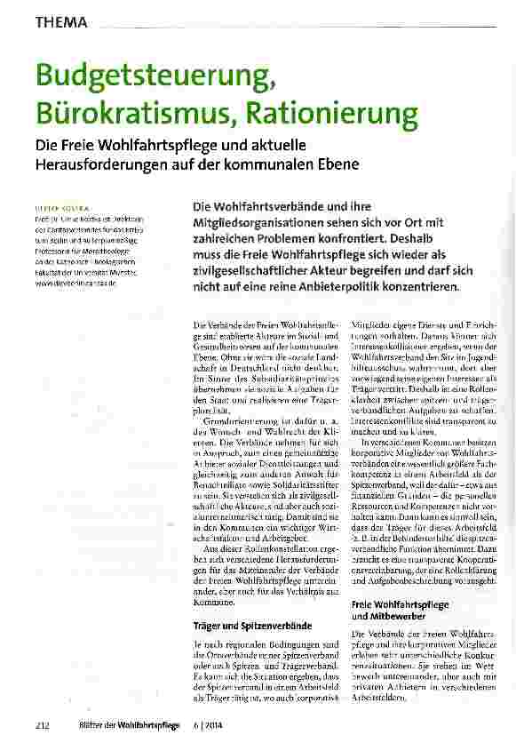 Vorschauseite 1: Budgetsteuerung, Bürokratismus, Rationierung