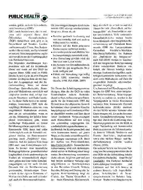Vorschauseite 2: Steuerungspotenziale des ÖGD Gesundheitsberichterstattung