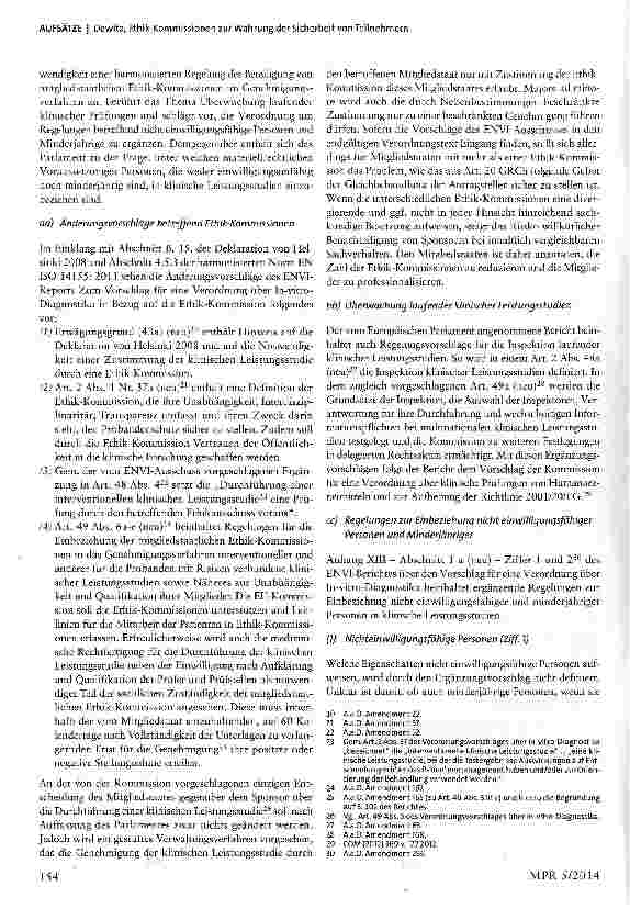 Vorschauseite 6: Ethik-Kommissionen zur Wahrung der Sicherheit von Teilnehmern an klinischen Prüfungen von Medizin-produkten und Leistungsbewertungsprüfungen von In-vitro-Diagnostika -Teil 2