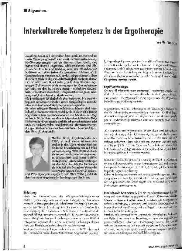 Vorschauseite 1: Interkulturelle Kompetenz in der Ergotherapie