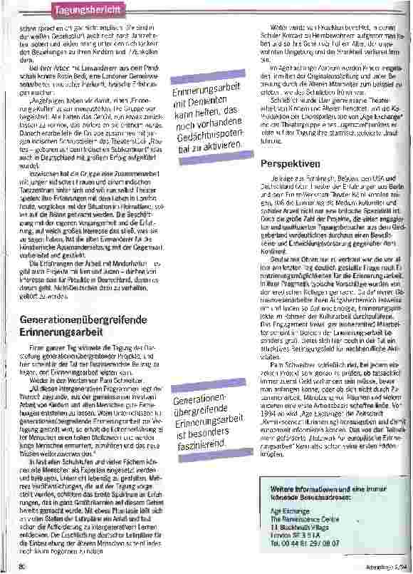 Vorschauseite 4: Ein internationales Fest der Erinnerung Erste Europäische Tagung zur Erinnerungsarbeit in London