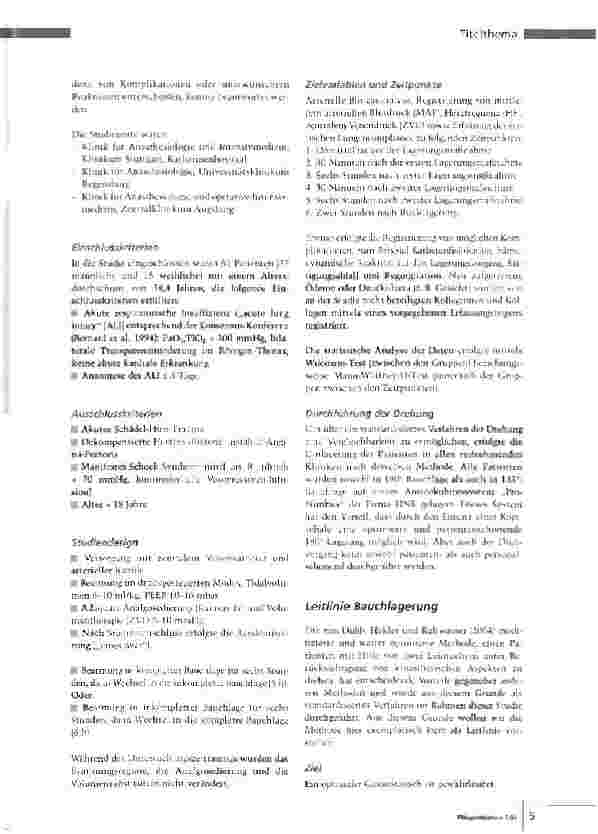 Vorschauseite 2: Inkomplette (135°) versus komplette (180°) BauchlagerungVergleichende Studie an drei süddeutschen Kliniken