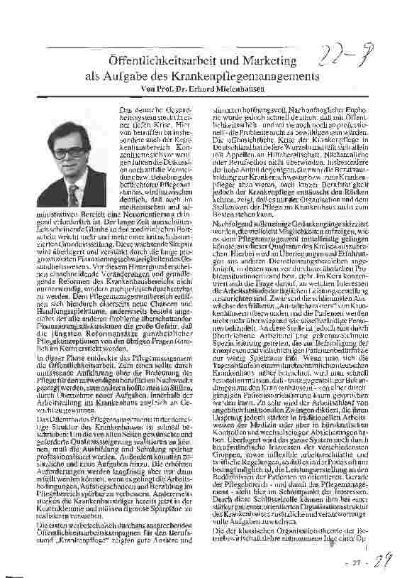 Vorschauseite 1: Öffentlichkeitsarbeit (Ö) und Marketing als Aufgabe des Krankenhauspflegemanagements
