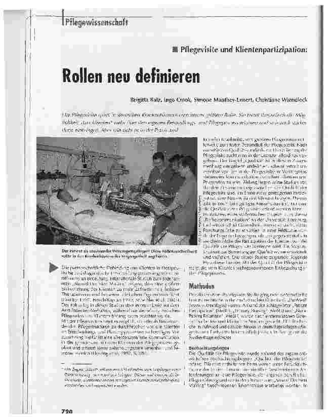 Vorschauseite 1: Rollen neu definierenPflegevisite und Klientenpartizipation