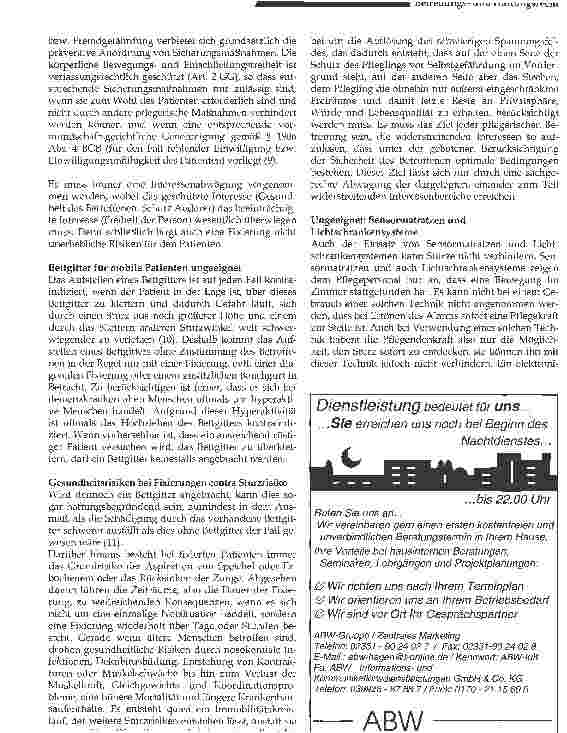 Vorschauseite 3: Der Sturz aus dem Krankenbett -Fixierung im Spannungsfeld (1)