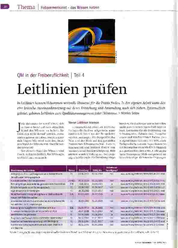 Vorschauseite 1: QM in der Freiberuflichkeit Teil 4 Leitlinien prüfen