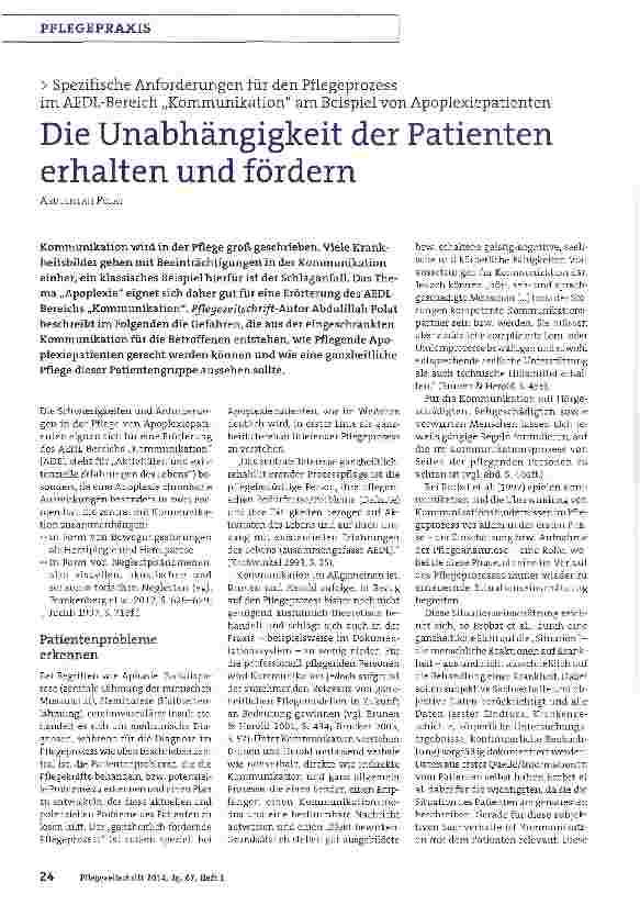 Vorschauseite 1: Die Unabhängigkeit der Patienten erhalten und fördern