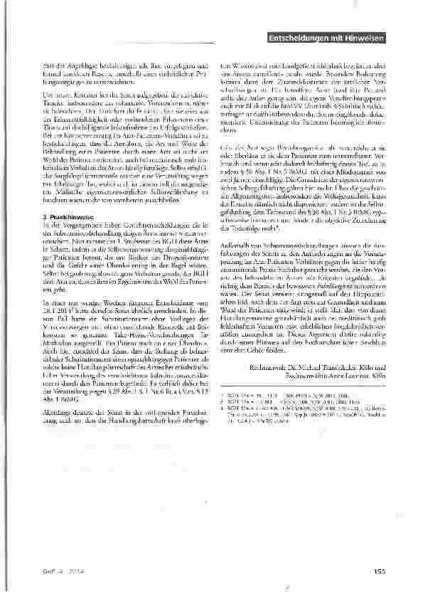 Vorschauseite 2: Zu den Maßstäben der eigenverantwortlichen Selbstgefährdung im Rahmen einer Substitutionsbehandlung und zur Prüfung des Vorsatzes im Arzt-Patienten-VerhältnisStGB§227;BtMG§29