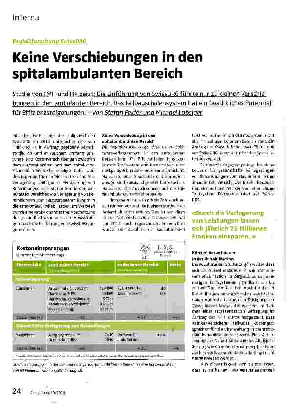 Vorschauseite 1: Keine Verschiebungen in den spitalambulanten Bereich