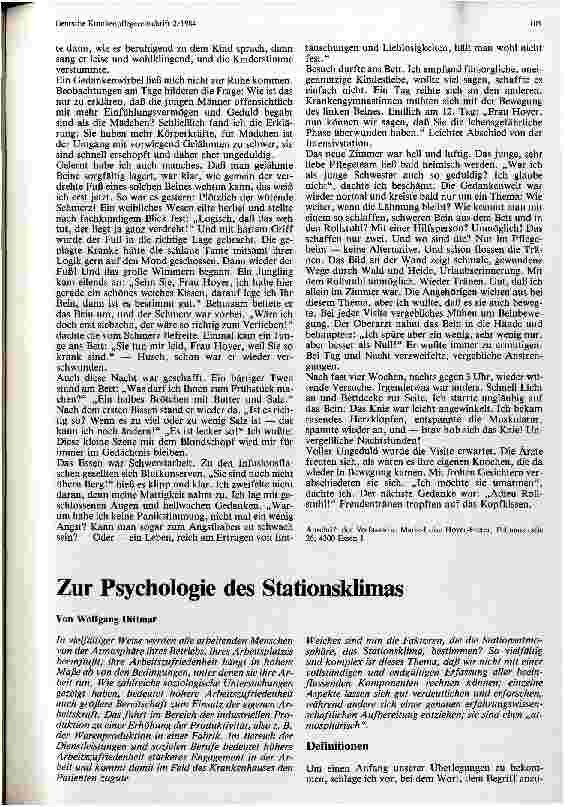 Vorschauseite 1: Zur Psychologie des Stationsklimas