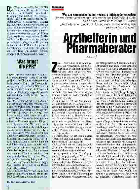 Vorschauseite 1: Arzthelferin und Pharmaberater Was sie voneinander halten - wie sie miteinander umgehen