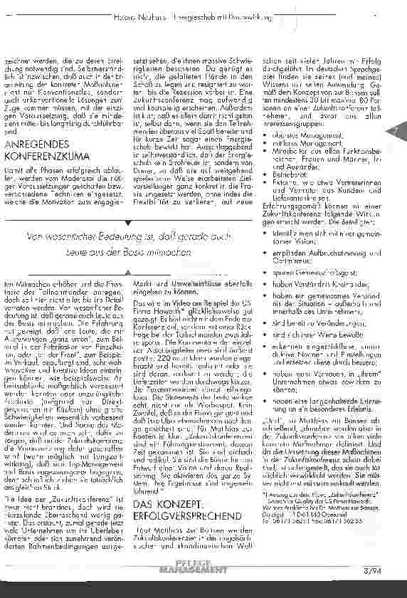 Vorschauseite 3: Energieschub mit Dauerwirkung Wie Sie in Ihrem Unternehmen Visionen kreieren und realisieren können Die Zukunftskonferenz