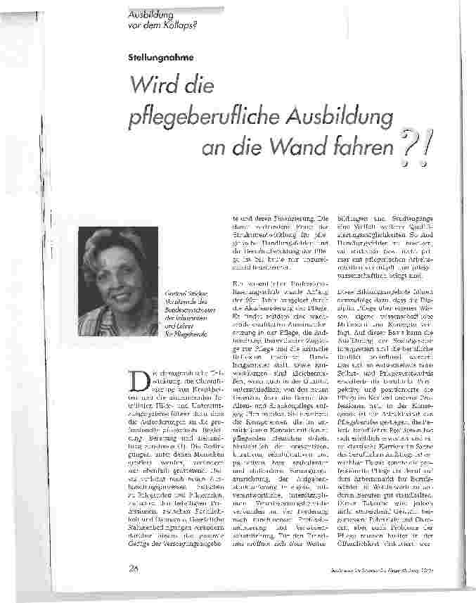 Vorschauseite 1: Wird die pflegeberufliche Ausbildung an die Wand fahren