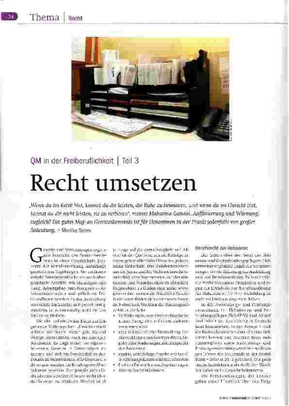 Vorschauseite 1: QM in der Freiberuflichkeit - Recht umsetzen