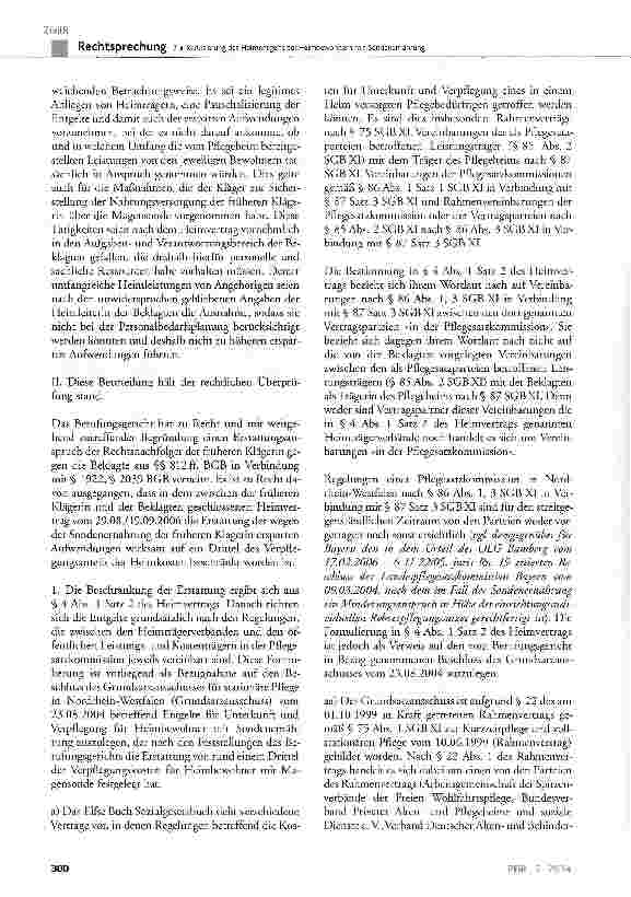 Vorschauseite 3: Zur Reduzierung des Heimentgelts bei Heimbewohnern mit Sondenernährung BGB § 615 Satz 2; SGB XI § 85, § 86, § 87; HeimG § 5 Abs. 7 a. F. ; WTG NRW § 5 Abs. 2
