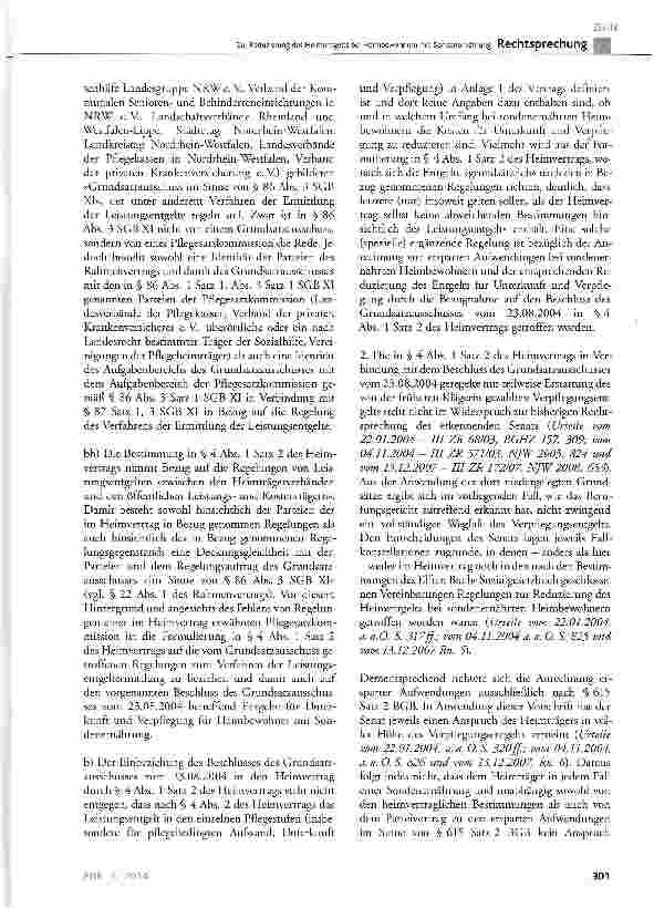 Vorschauseite 4: Zur Reduzierung des Heimentgelts bei Heimbewohnern mit Sondenernährung BGB § 615 Satz 2; SGB XI § 85, § 86, § 87; HeimG § 5 Abs. 7 a. F. ; WTG NRW § 5 Abs. 2
