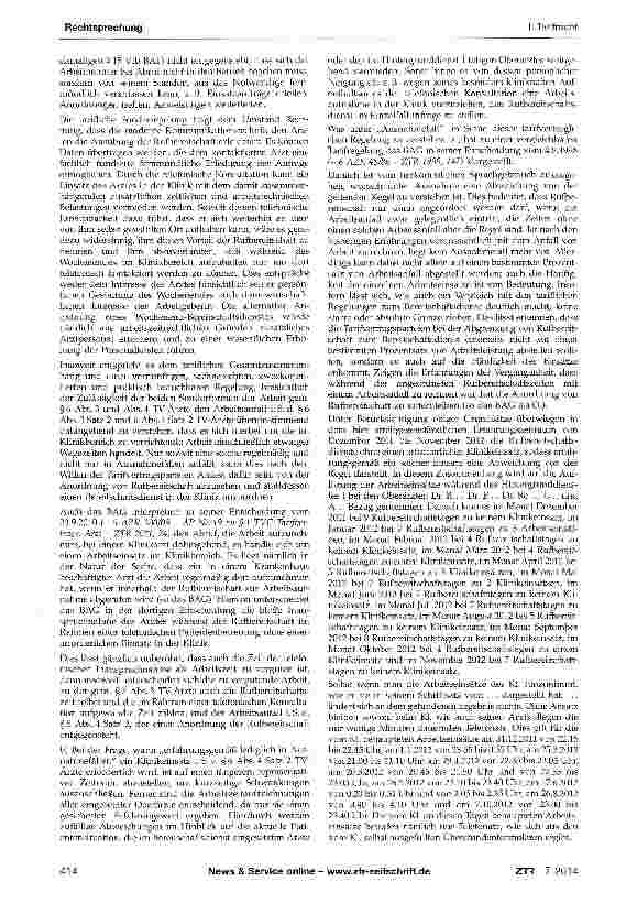 Vorschauseite 3: Rufbereitschaft eines Klinikarztes - Telefonische Konsultationen TV Ärzte RKA § 6 Abs. 4 Satz 2 (= § 45 Abs. 8 Satz 1 TVöD-BT-K, § 10 Abs. 8 Satz 3 TV-Ärzte/VKA)