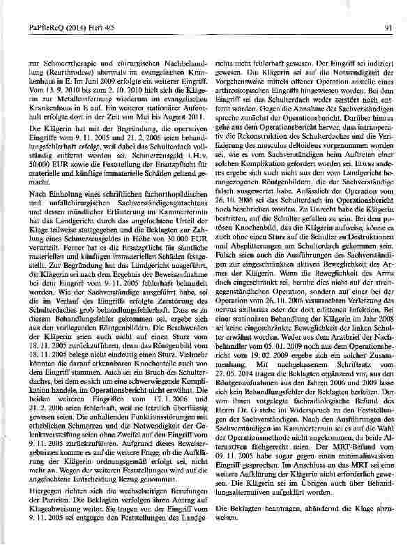Vorschauseite 2: Schmerzensgeld von 50.000,— EUR für den Funktionsverlust der Schulter