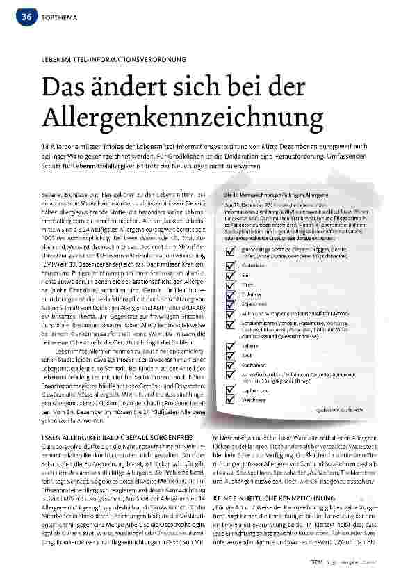 Vorschauseite 1: Das ändert sich bei der Allergenkennzeichnung
