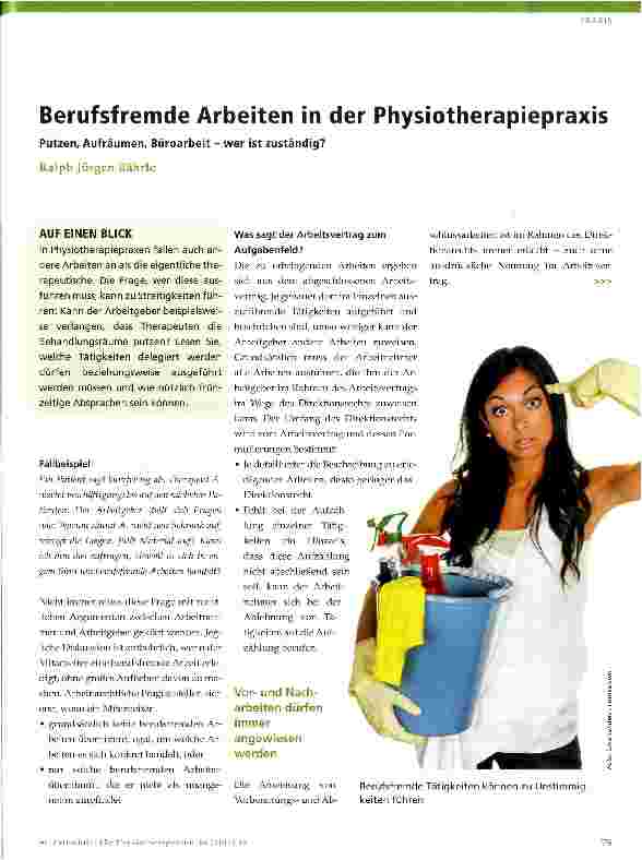 Vorschauseite 1: Berufsfremde Arbeiten in der Physiotherapiepraxis