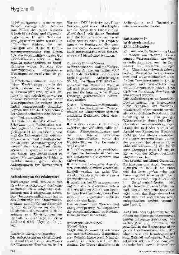 Vorschauseite 2: Hygienische Anforderungen an Badeanlagen, Schwimmbäder und Hydrotherapien in Krankenhäusern 1. Teil