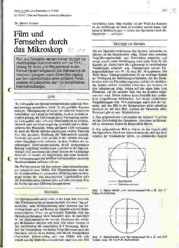 Vorschauseite 1: Film und Fernsehen durch das Mikroskop