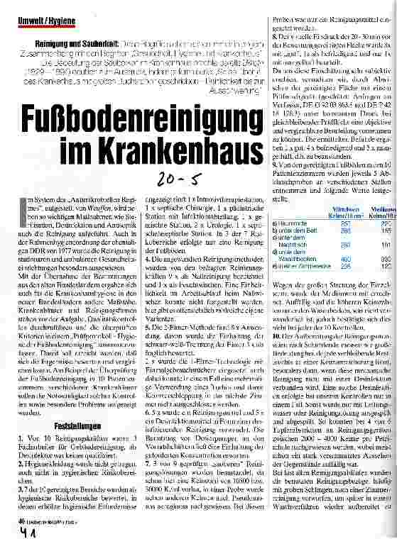 Vorschauseite 1: Fußbodenreinigung im Krankenhaus