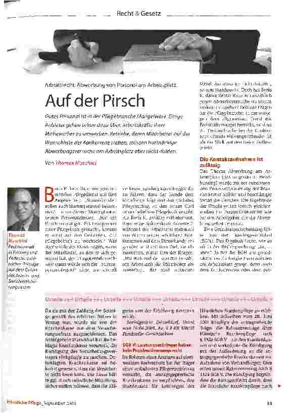 Vorschauseite 1: Auf der PirschArbeitsrecht: Abwerbung von Personal am Arbeitsplatz