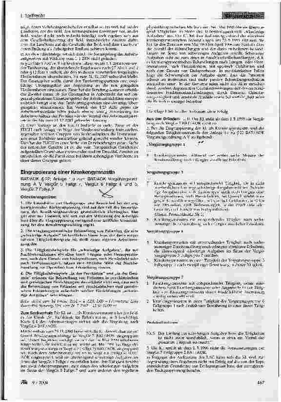 Vorschauseite 1: Eingruppierung einer Krankengymnastin