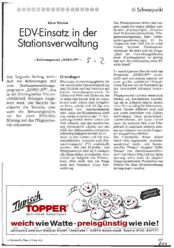 Vorschauseite 1: EDV-Einsatz in der Stationsverwaltung Erfahrungen mit KOKU-N