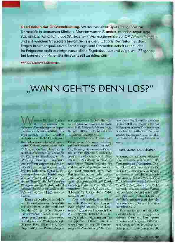 Vorschauseite 1: WANN GEHT ES DENN LOS?