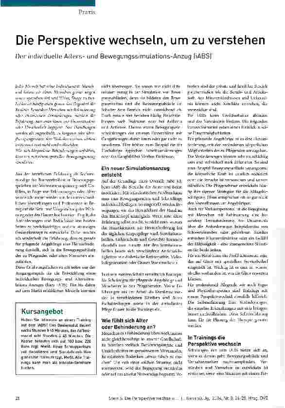 Vorschauseite 1: Die Perspektive wechseln, um zu verstehen Der individuelle Altersund Bewegungssimulations-Anzug (iABS)