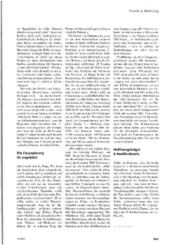 Vorschauseite 2: Scheitert E-Health an den Sektorengrenzen?