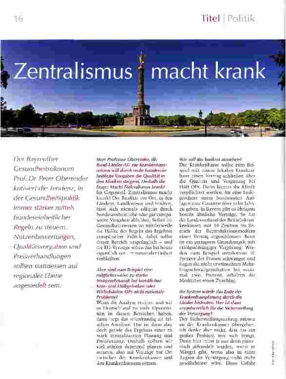 Vorschauseite 1: Zentralismus macht krank