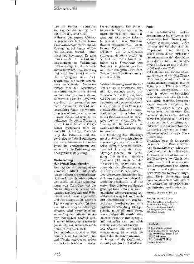 Vorschauseite 3: TransCare. Überleitung von Patienten mit parenteraler Ernährung