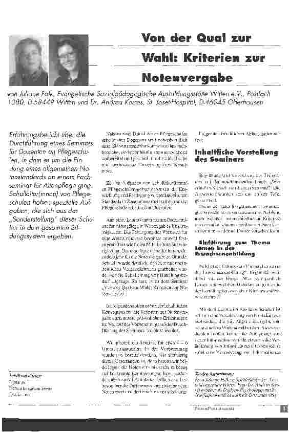 Vorschauseite 1: Von der Qual zur Wahl: Kriterien zur Notenvergabe