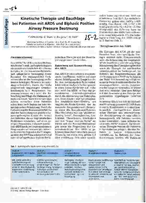 Vorschauseite 1: Kinetische Therapie und Bauchlage bei Patienten mit ARDS und Biphasic Positive Airway Pressure Beatmung