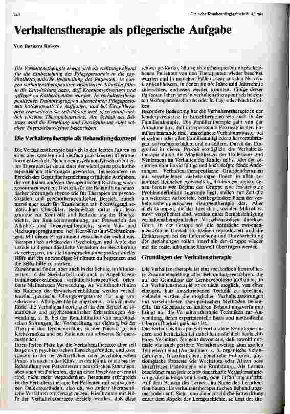 Vorschauseite 1: Verhaltenstherapie als pflegerische Aufgabe