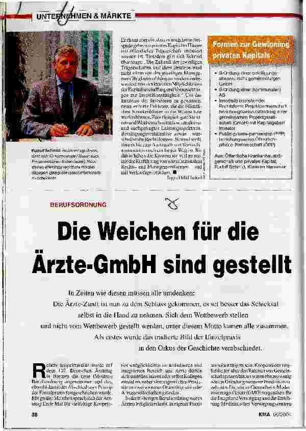 Vorschauseite 1: Die Weichen für die Ärzte-GmbH sind gestellt