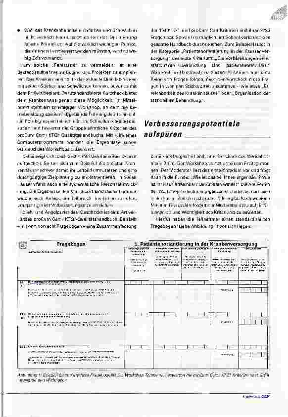 Vorschauseite 2: Qualitätsmanagement vorbereitenEinstieg ins QM-Projekt mit dem proCum Cert/ KTQ®-Kurzcheck
