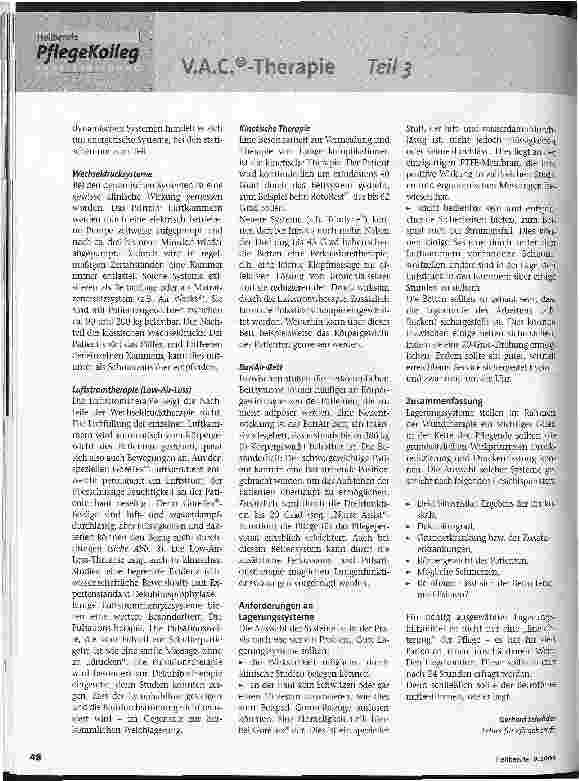 Vorschauseite 3: V. A. C. ®-Therapie, Teil 3Lagerung ist nicht alles - aber ohne Lagerung ist alles nichts