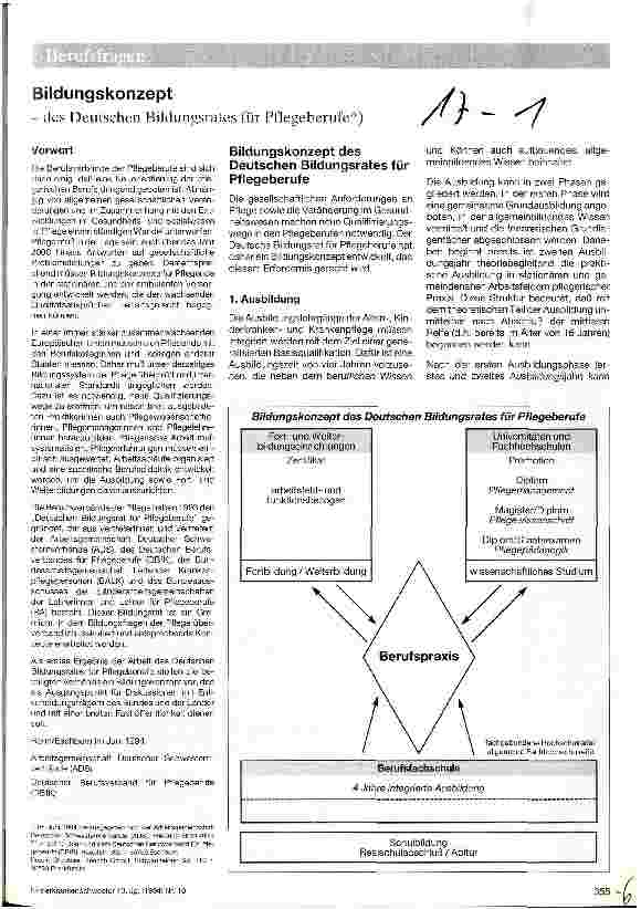 Vorschauseite 1: Bildungskonzept des Deutschen Bildungsrates für Pflegeberufe