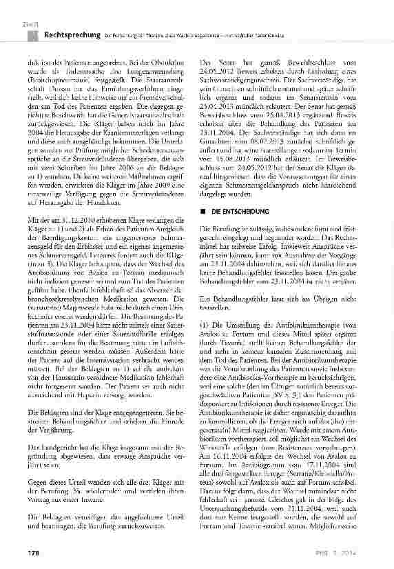 Vorschauseite 3: Zur Fortsetzung der Therapie eines Wachkomapatienten -mutmaßlicher PatientenwilleBGB§ 1901a, § 1901b