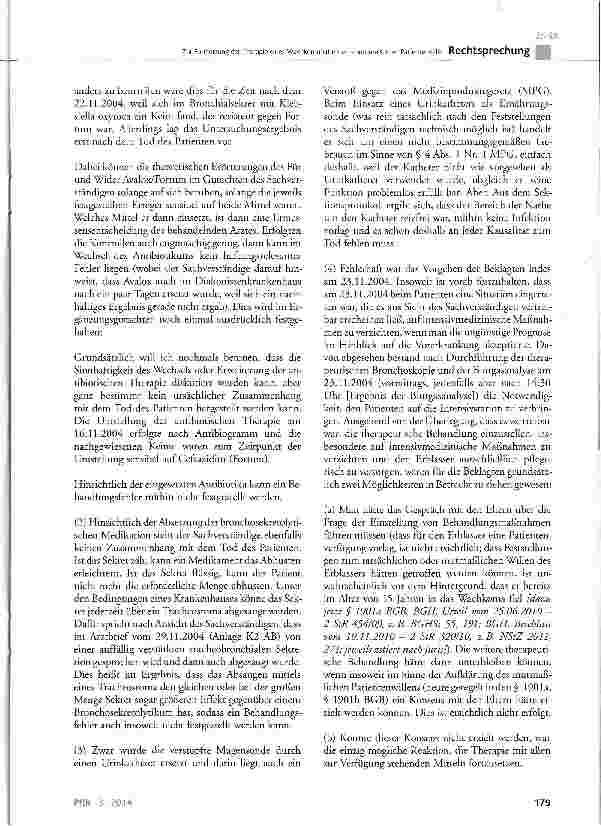 Vorschauseite 4: Zur Fortsetzung der Therapie eines Wachkomapatienten -mutmaßlicher PatientenwilleBGB§ 1901a, § 1901b