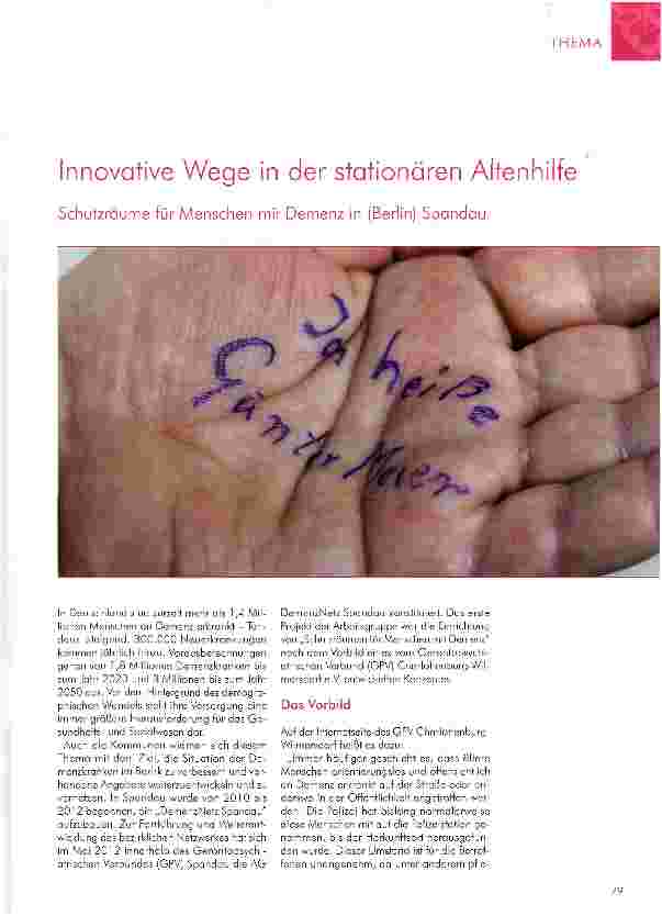 Vorschauseite 1: Innovative Wege in der stationären Altenhilfe
