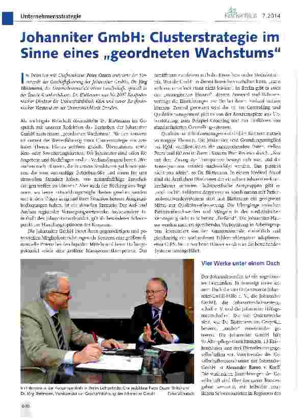 Vorschauseite 1: Johanniter GmbH: Clusterstrategie im Sinne eines „geordneten Wachstums11