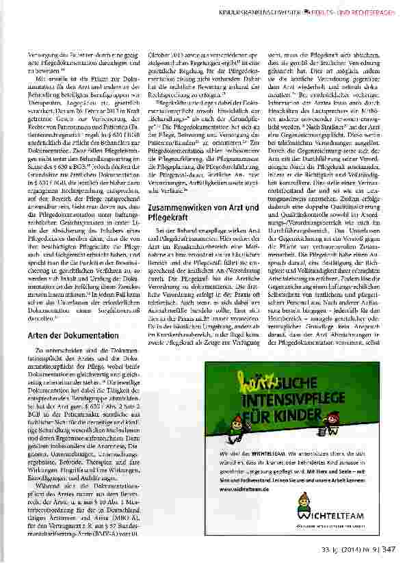 Vorschauseite 2: Dokumentation und Haftung in der häuslichen Kinderkrankenpflege - ein schmaler Verantwortungsgrad