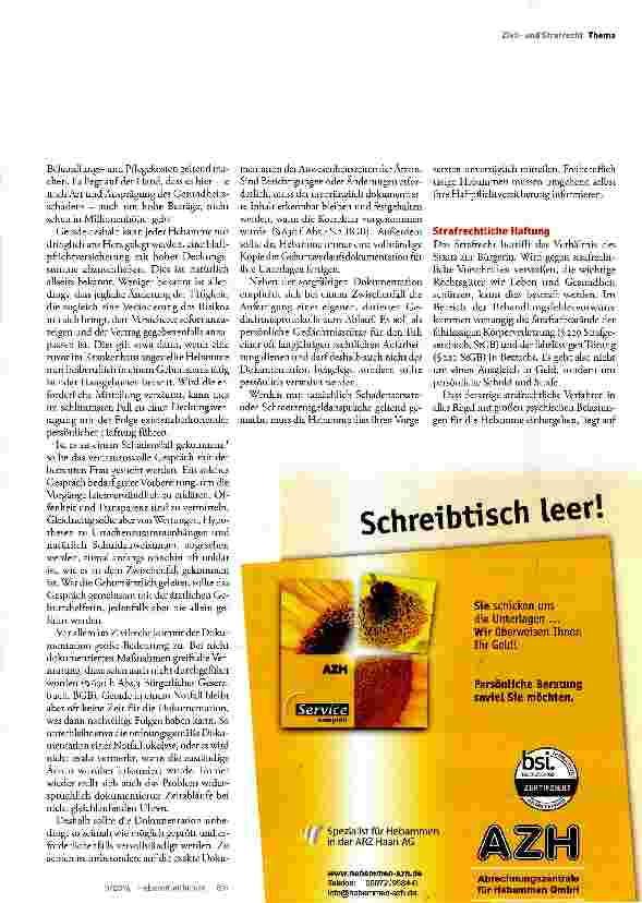 Vorschauseite 2: Zivilund strafrechtliche Haftung der Hebamme - was ist zu beachten?