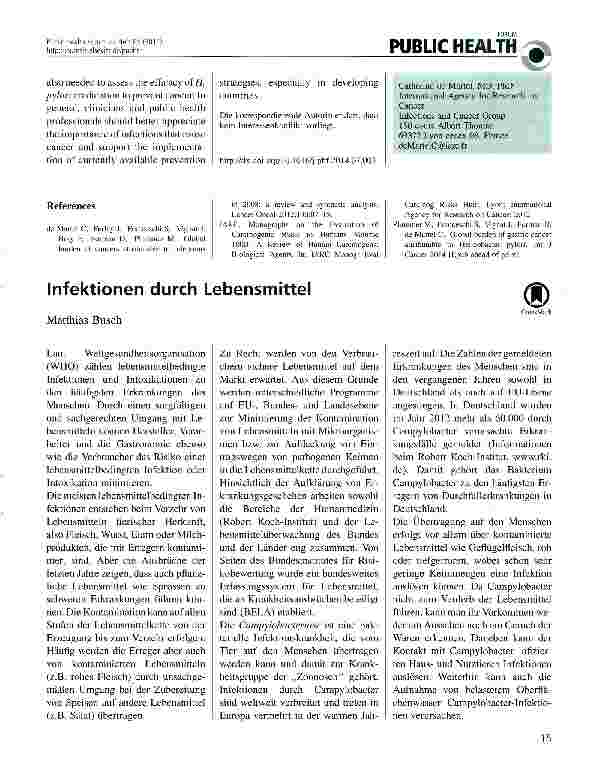 Vorschauseite 1: Infektionen durch Lebensmittel